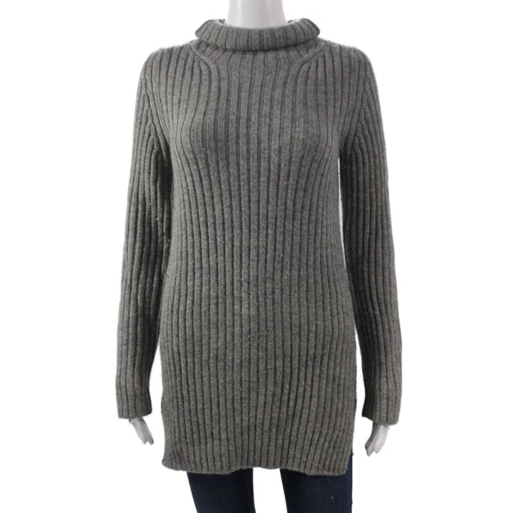 Chloe Womens Alpaca Turtleneck Tunic Sweater Gray Pullover Long Sleeve Size XS